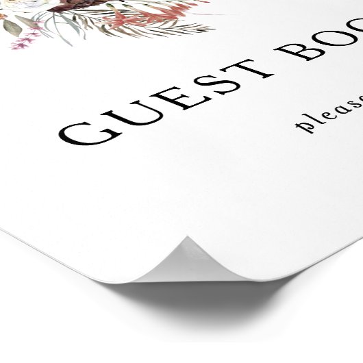Boho Floral Guest Book Sign Poster (Hoek)