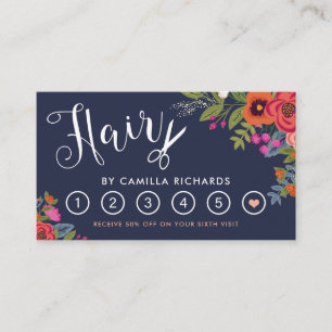 Boho Floral Hair Stylist Loyalty Punch Kaart Six
