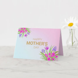 Boho Floral Happy Mothers Day Roze Paarse Geel Kaart