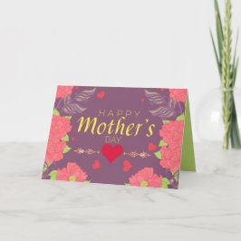 Boho Floral Happy Mothers Day Roze Paarse Geel Kaart