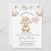 Boho Floral Heart Balloon Bunny Baby shower Kaart (Voorkant)