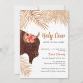 Boho Floral Heilige Koe Hoogland Koe Baby shower Kaart (Voorkant)