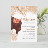 Boho Floral Heilige Koe Hoogland Koe Baby shower Kaart (Staand voorkant)