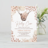 Boho Floral Heilige Koe Hoogland Koe Baby shower Kaart (Staand voorkant)