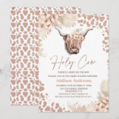 Boho Floral Heilige Koe Hoogland Koe Baby shower Kaart (Voorkant / Achterkant)