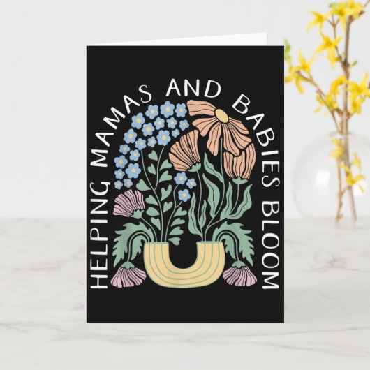 Boho Floral Helng Mamas &amp; Babies Bloom Doula B Kaart (Gele Bloem)