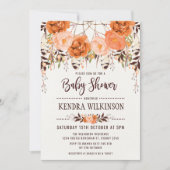 Boho Floral Herfst Baby shower Uitnodiging Rustiek (Voorkant)