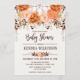 Boho Floral Herfst Baby shower Uitnodiging Rustiek