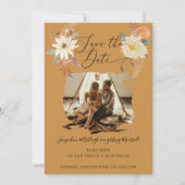 BOHO Floral Herfst Foliage Mustard Gold Earthy Fot Save The Date (Voorkant)