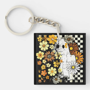 Boho Floral Herfst Ghost Thanksgiving Herfst Vibes Sleutelhanger