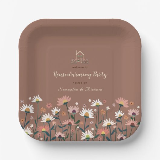 Boho Floral Herfst Herfst Housewarming Party Papieren Bordje (Voorkant)