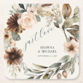 BOHO Floral Herfst herfstgebladerte gedempte bruil Kartonnen Onderzetters (Voorkant)