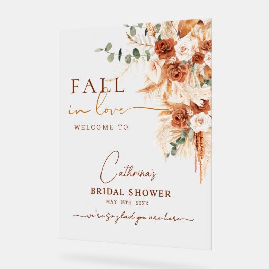 Boho Floral Herfst in Liefde Vrijgezellenfeest Wel Acryl Bord (Hoek)