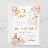 Boho Floral Herfst In Love Pumpkin Engagement Part Kaart (Voorkant)