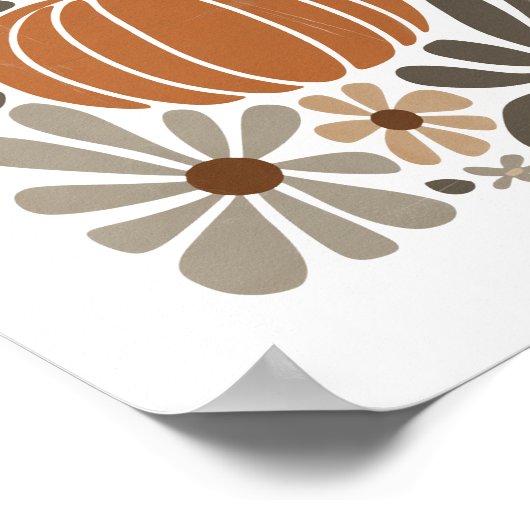 Boho Floral Herfst Pompoen Seizoen Poster (Hoek)