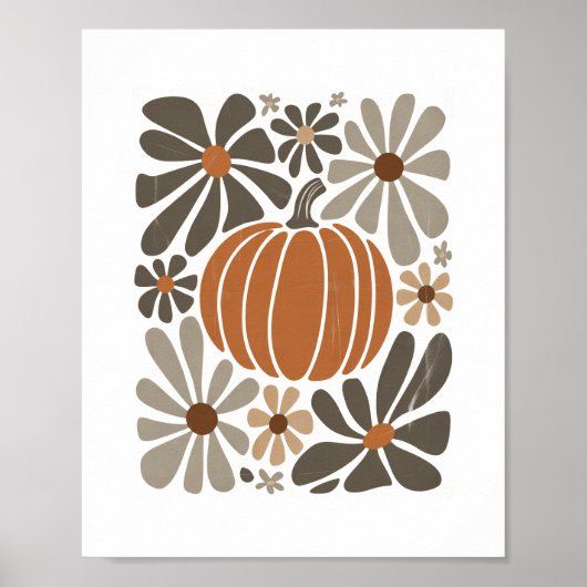 Boho Floral Herfst Pompoen Seizoen Poster (Voorkant)