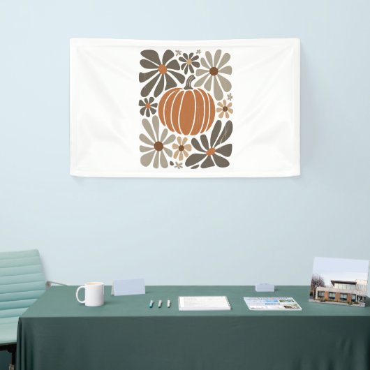 Boho Floral Herfst Pompoen Seizoen Spandoek (Beurs)