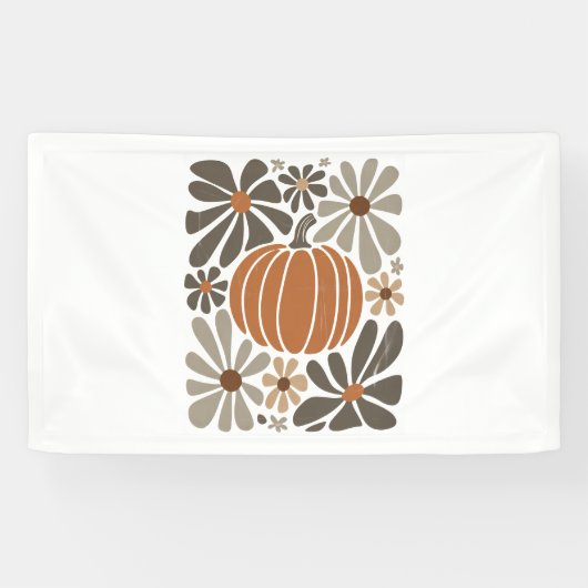 Boho Floral Herfst Pompoen Seizoen Spandoek (Horizontaal)