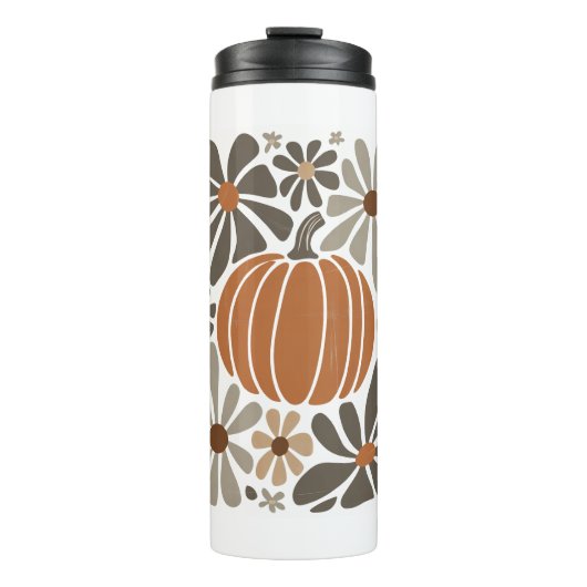 Boho Floral Herfst Pompoen Seizoen Thermosbeker (Voorkant)