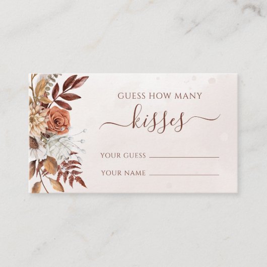 Boho Floral Herfst raden hoeveel kussen spel Informatiekaartje (Voorkant)