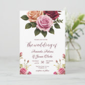 Boho Floral Herfst Waterverf bruiloft Kaart (Staand voorkant)