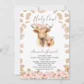 Boho Floral Highland Heilige Koe Baby shower Kaart (Voorkant)