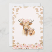 Boho Floral Highland Heilige Koe Baby shower Kaart (Achterkant)