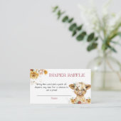 Boho Floral Highland Koe Baby shower Luier Raffle Informatiekaartje (Staand voorkant)