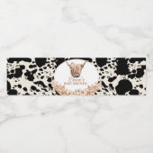 Boho Floral Highland Koe Baby shower Waterfles Etiket (Enkel label)