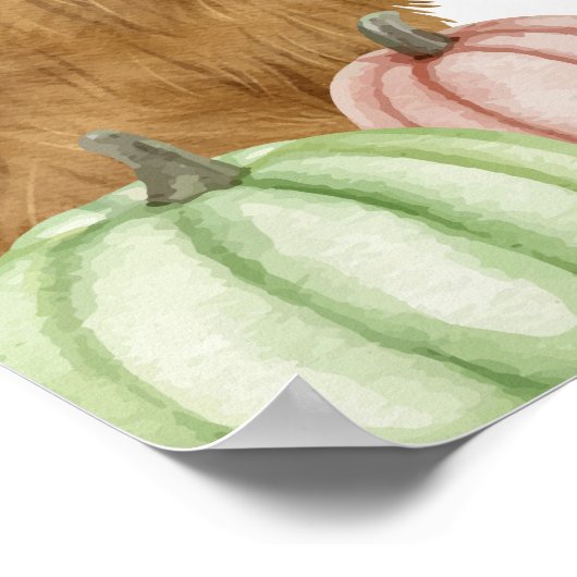 Boho Floral Highland Koe Baby shower Welkom Poster (Hoek)