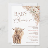 Boho Floral Highland Koe Calf Baby shower Kaart (Voorkant)