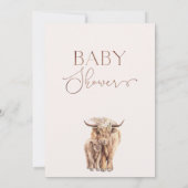 Boho Floral Highland Koe Calf Baby shower Kaart (Achterkant)