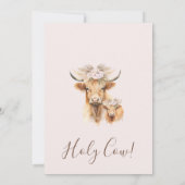 Boho Floral Highland Koe Calf Baby shower Kaart (Achterkant)