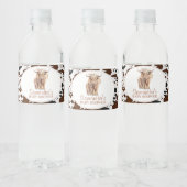Boho Floral Highland Koe Calf Baby shower Waterfles Etiket (Flessen)