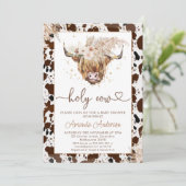 Boho Floral Highland Koe Heart Text Baby shower Kaart (Staand voorkant)