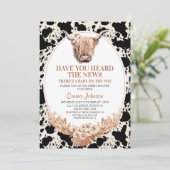 Boho Floral Highland Koe Koe Print Baby shower Kaart (Staand voorkant)