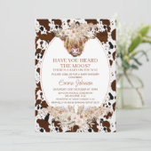 Boho Floral Highland Koe Koeienhuid Baby shower Kaart (Staand voorkant)