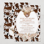 Boho Floral Highland Koe Koeienhuid Baby shower Kaart (Voorkant / Achterkant)