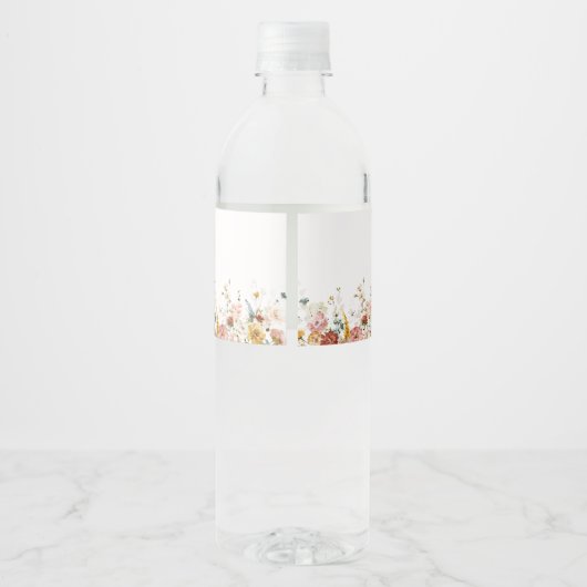 Boho Floral Highland Koe Waterfles Etiket (Achterkant)