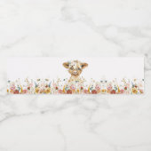 Boho Floral Highland Koe Waterfles Etiket (Enkel label)