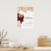 Boho Floral Holy Koe Girl Baby shower Welkom Poster (Keuken)