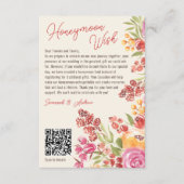 Boho Floral Honeymoon Fund QR Code Vrijgezellenfee Informatiekaartje (Voorkant)