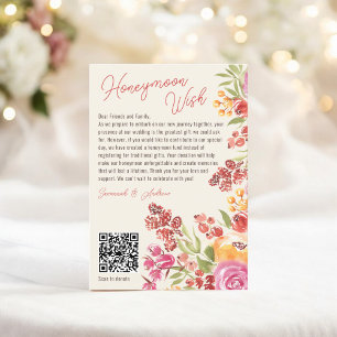 Boho Floral Honeymoon Fund QR Code Vrijgezellenfee Informatiekaartje