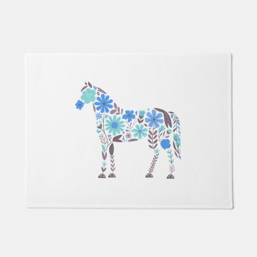 Boho Floral Horse Deurmat (Voorkant)