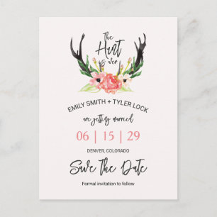 ©Boho Floral Hunt is over de datum redden Aankondigingskaart