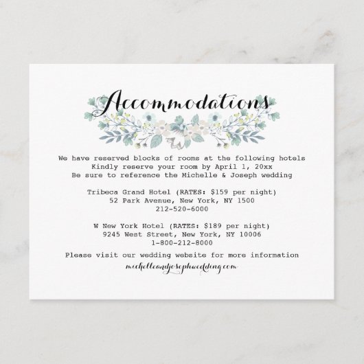 Boho Floral Huwelijksaccommodatie Insert Kaart (Voorkant)