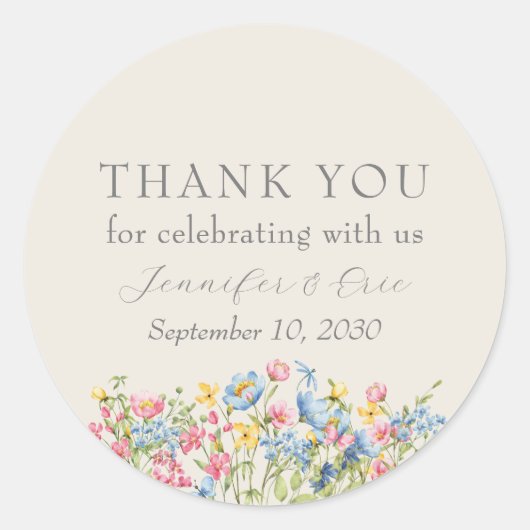 Boho Floral Huwelijksgunst Sticker (Voorkant)