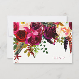 Boho Floral | Huwelijksreactie RSVP Kaartje