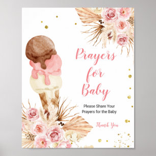 Boho Floral Ice Cream gebeden voor Baby Poster