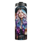 Boho Floral Iced Coffee Dream Thermosbeker (Voorkant)